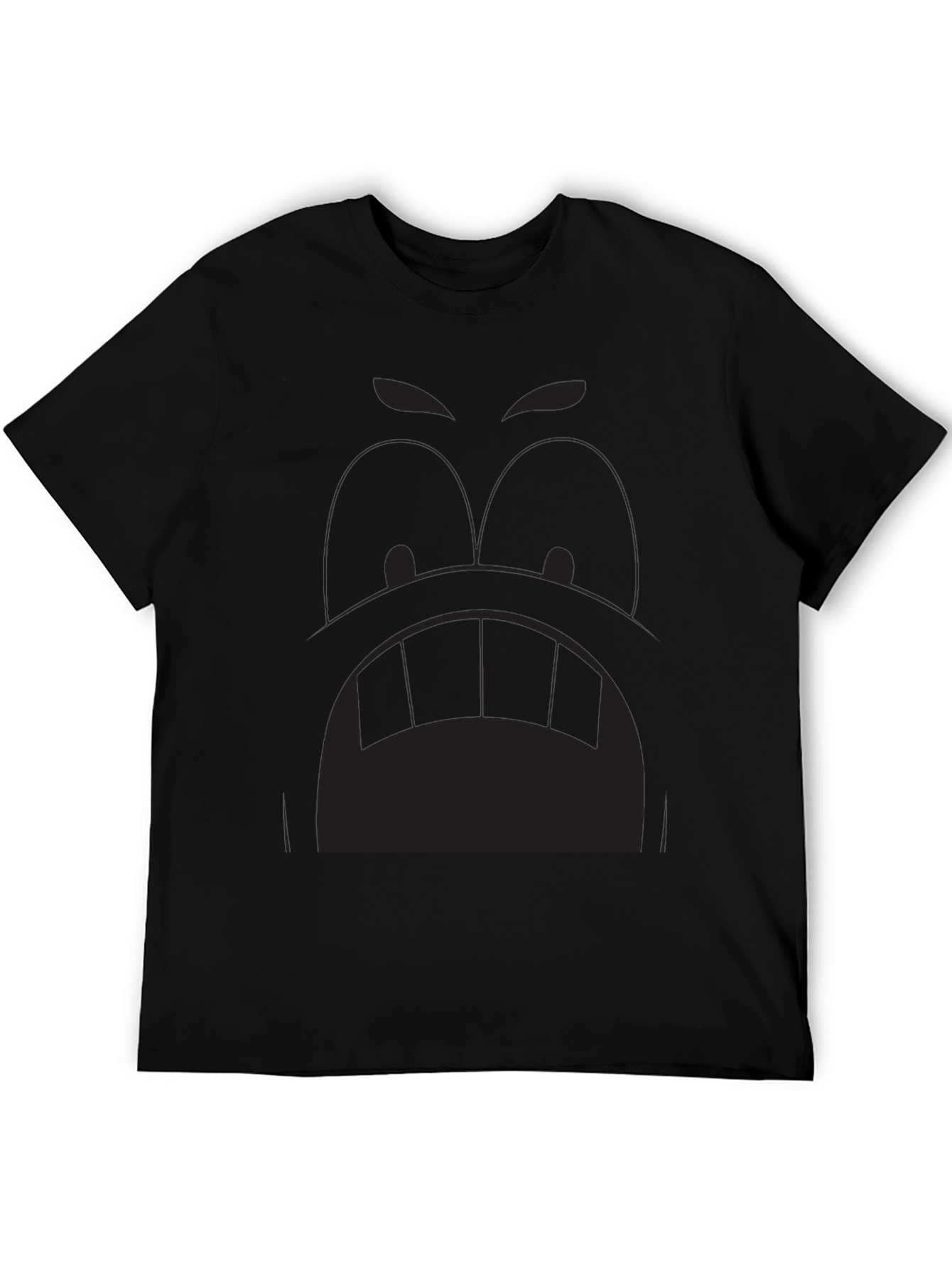 Cartoon Face Graphic Tee - Black