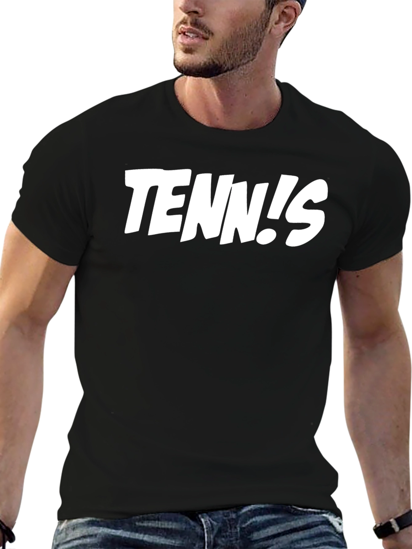 Tennis! Graphic T-Shirt - Black Crew Neck Tee