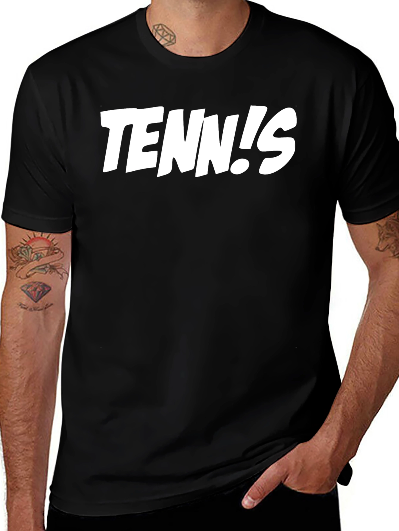 Tennis! Graphic T-Shirt - Black Crew Neck Tee
