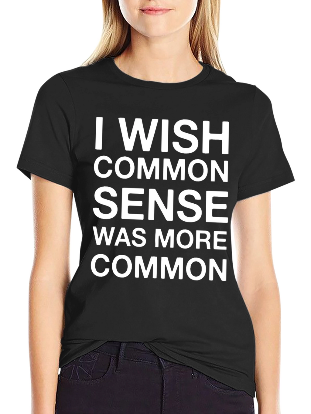 Funny I Wish Common Sense Graphic Tee - Black