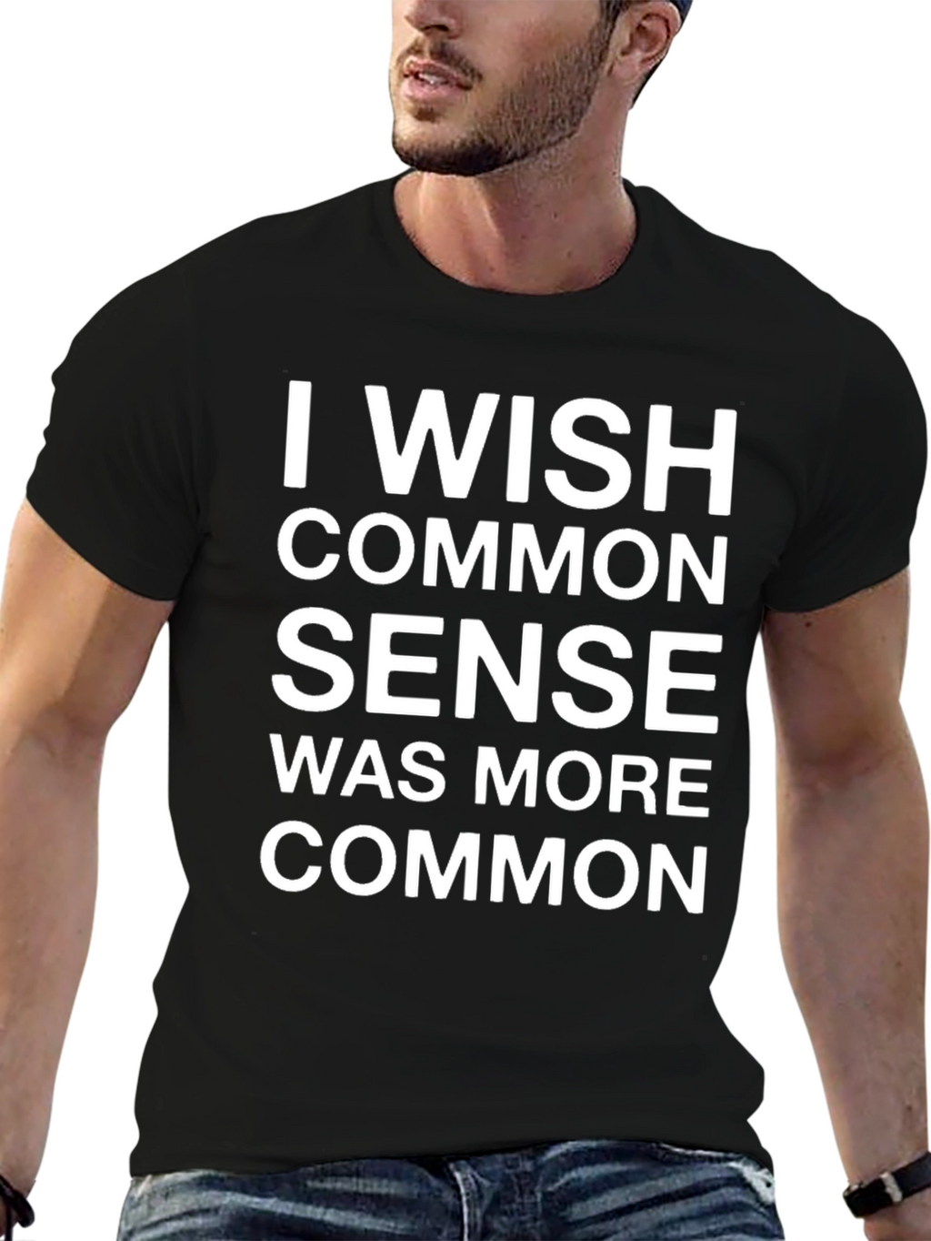 Funny I Wish Common Sense Graphic Tee - Black