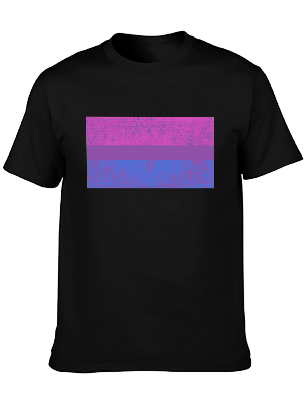 Bisexual Pride Flag Graphic Tee - Black Cotton Blend