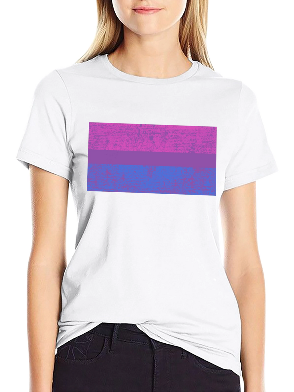 Bisexual Pride Flag Graphic Tee - Black Cotton Blend