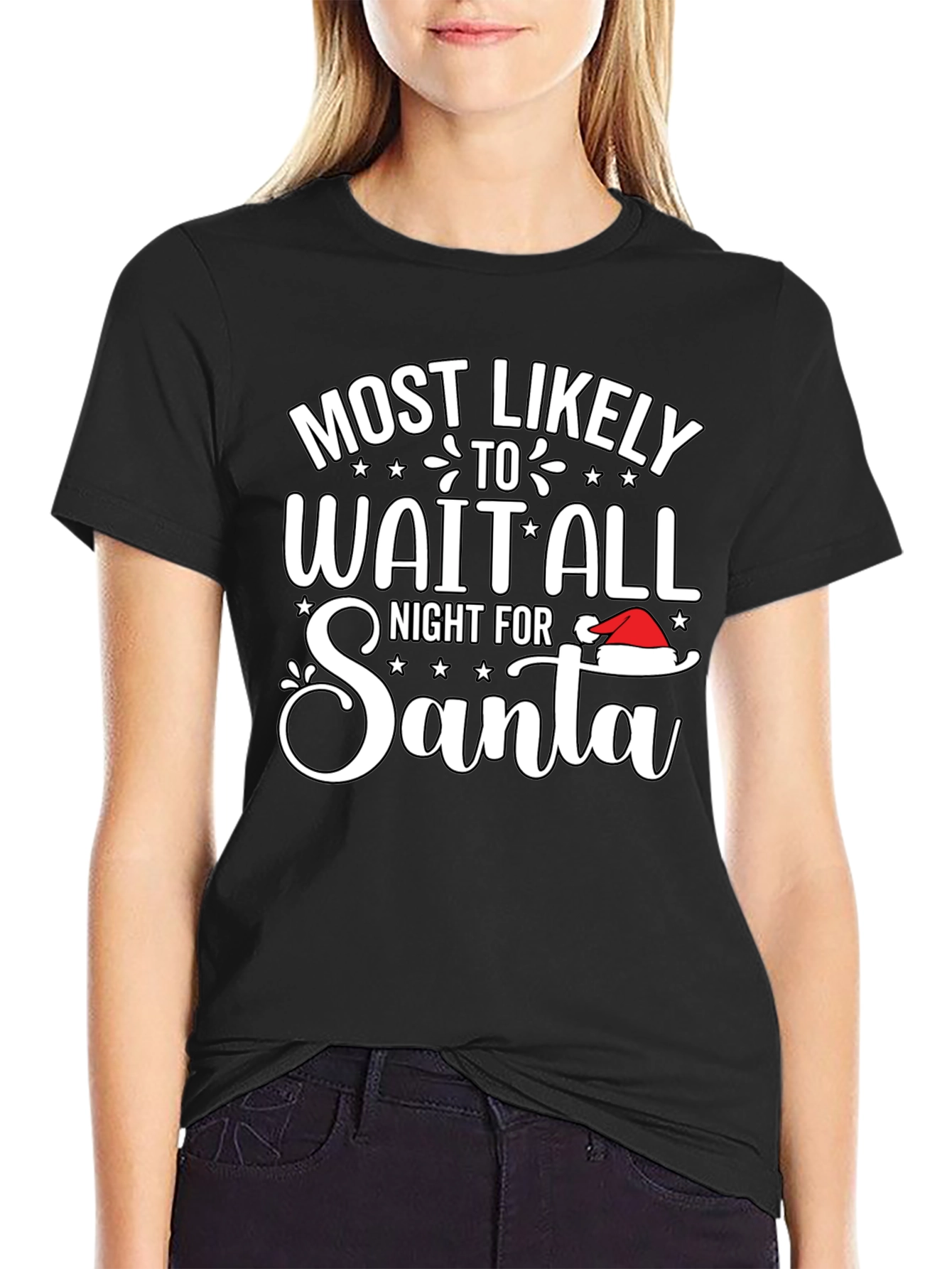 Funny Christmas T-Shirt - Most Likely To Wait For Santa