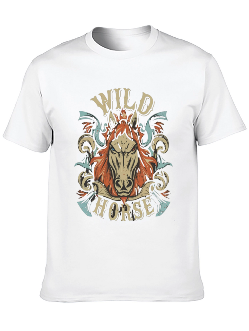 Wild Horse Graphic Print Mens Black T-Shirt