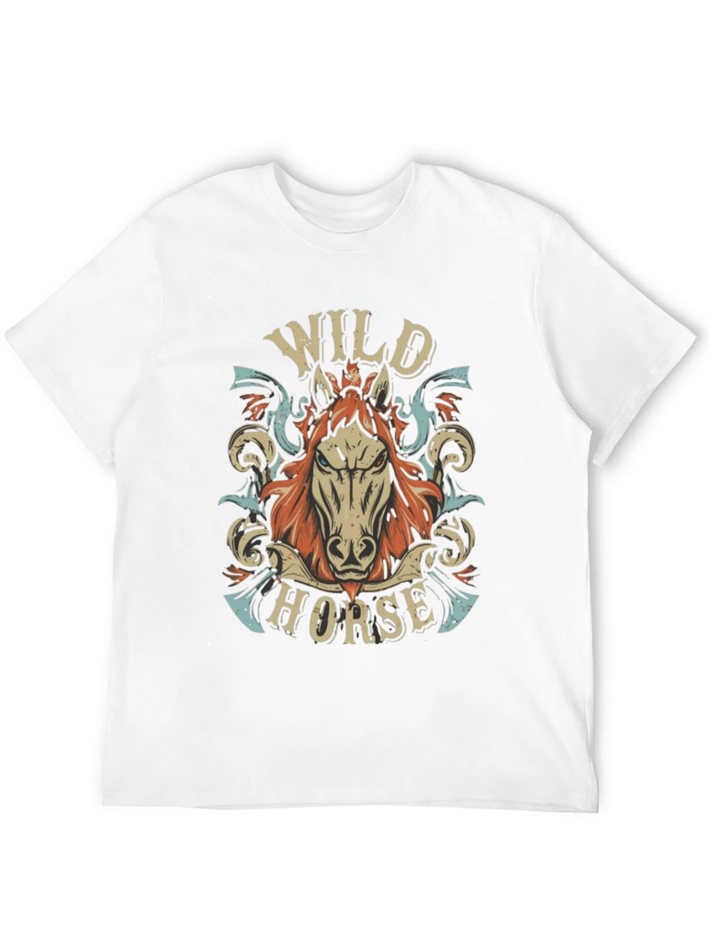 Wild Horse Graphic Print Mens Black T-Shirt