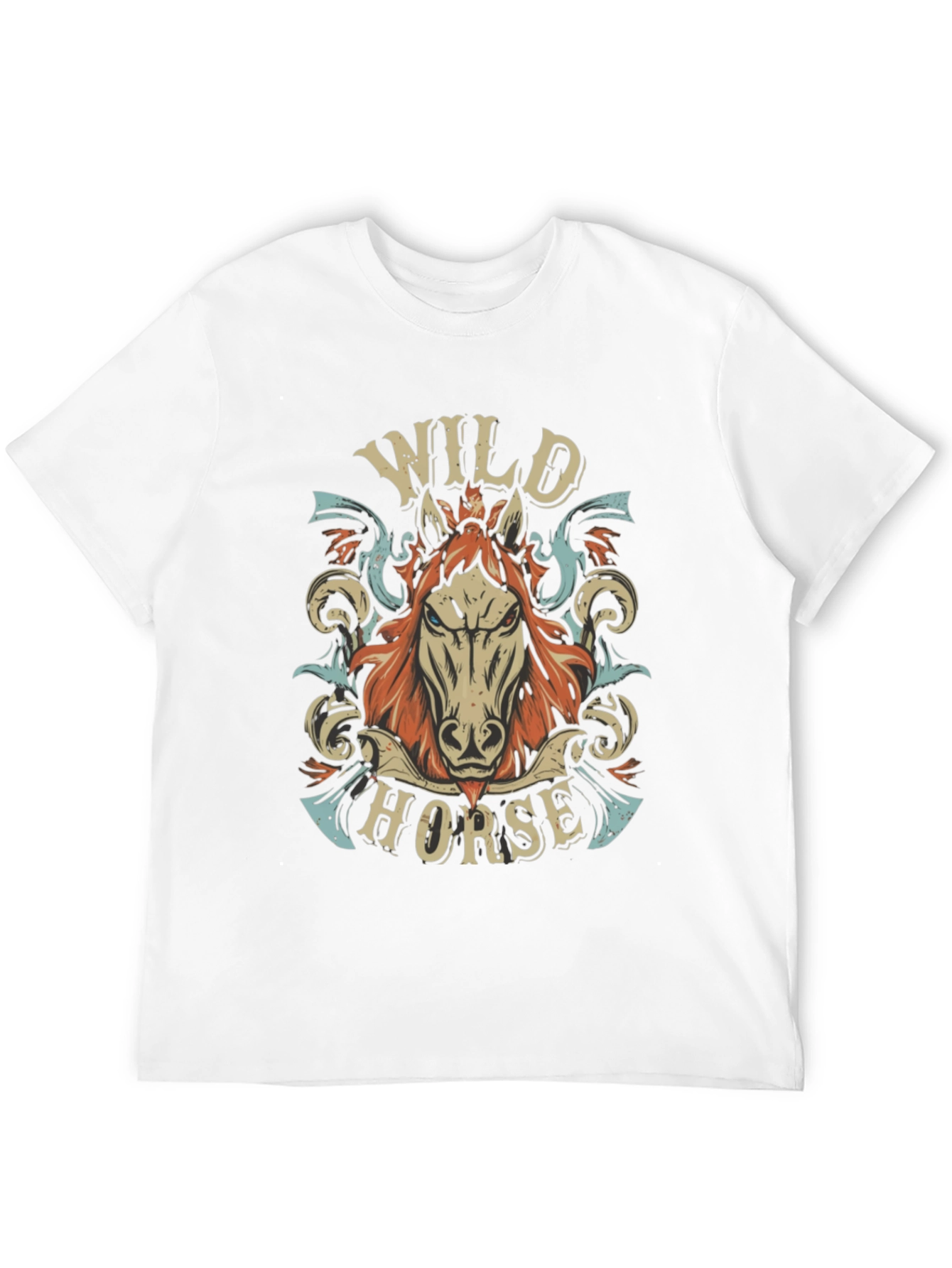 Wild Horse Graphic Print Mens Black T-Shirt