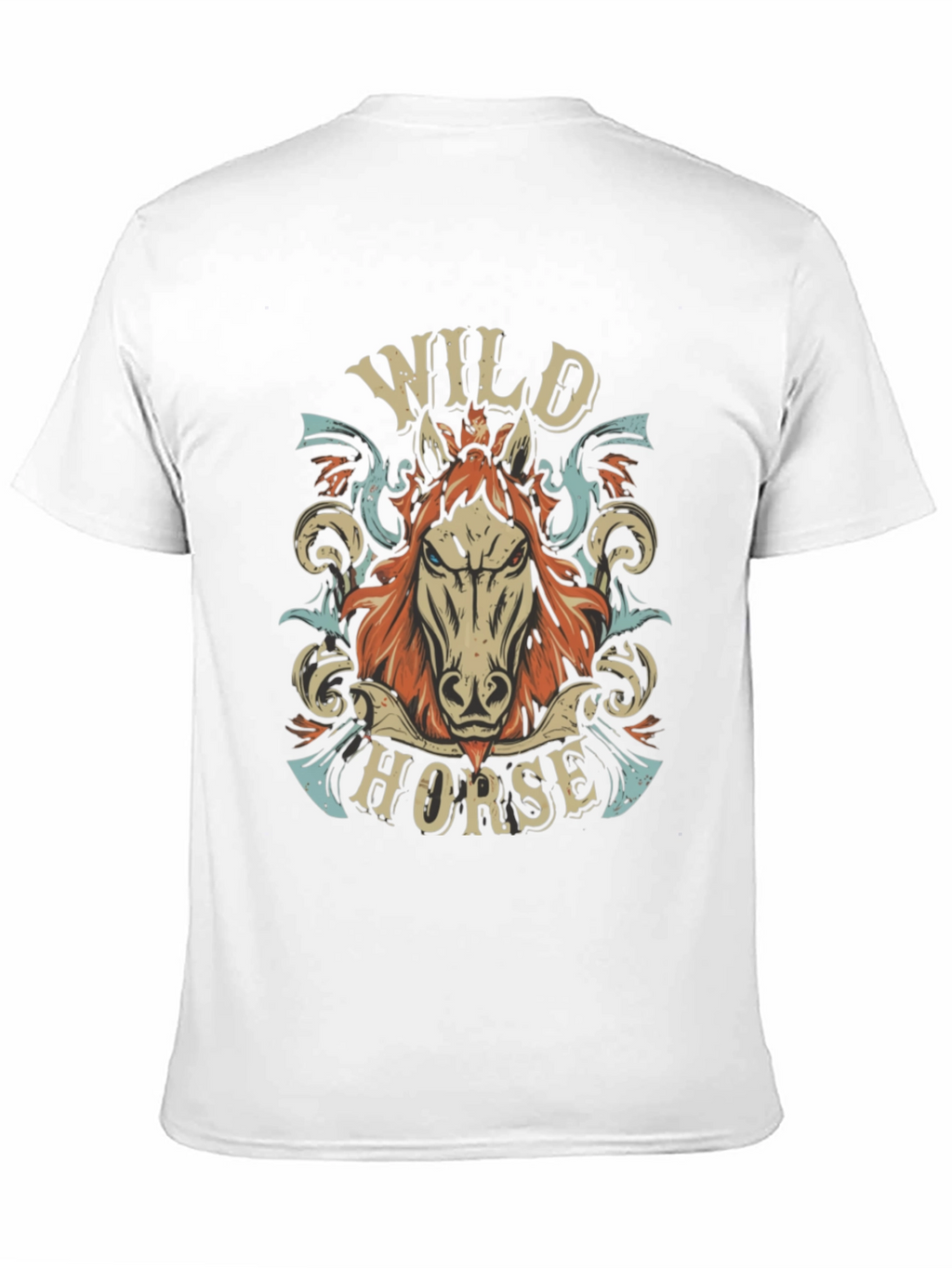 Wild Horse Graphic Print Mens Black T-Shirt