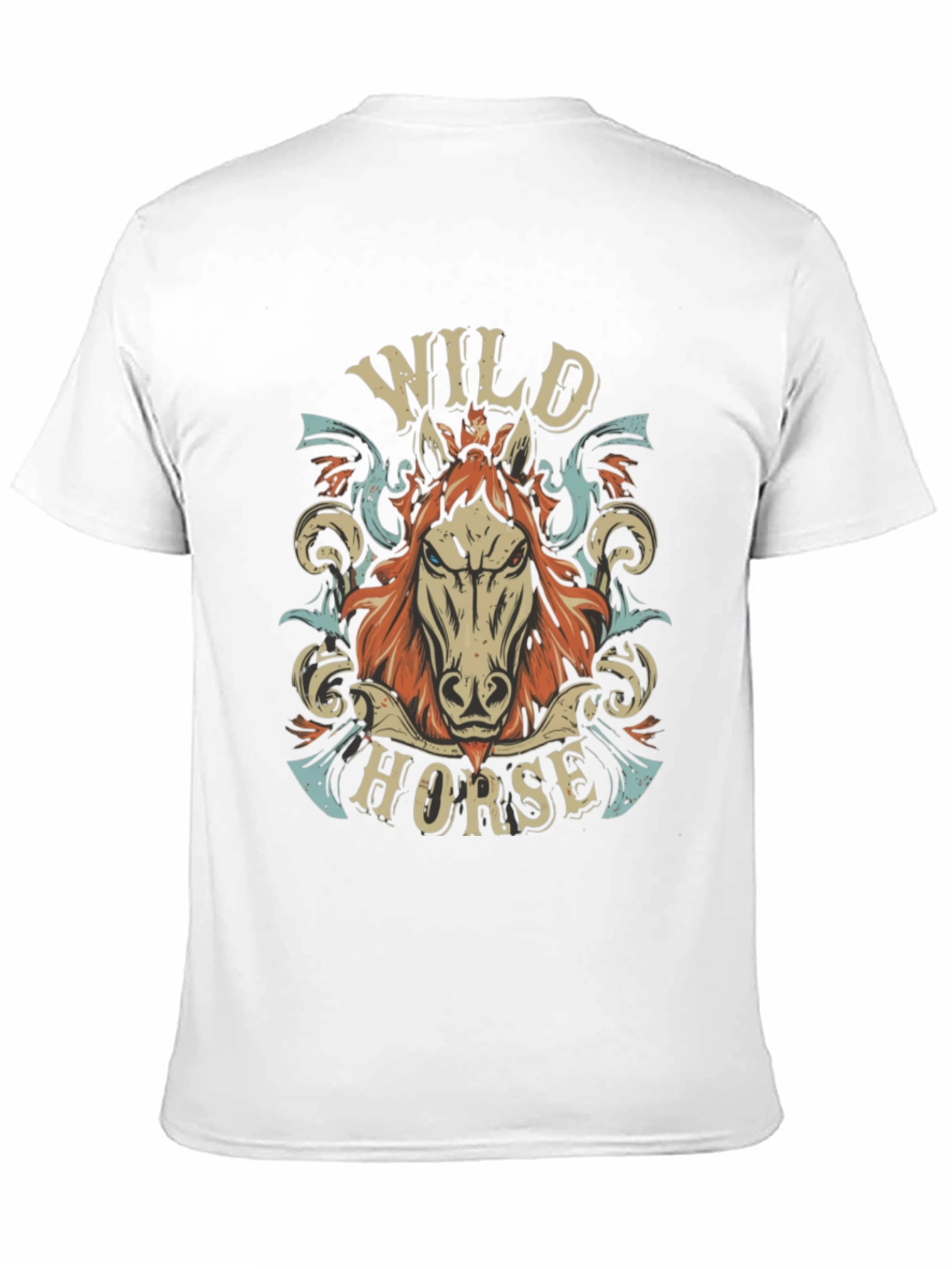 Wild Horse Graphic Print Mens Black T-Shirt