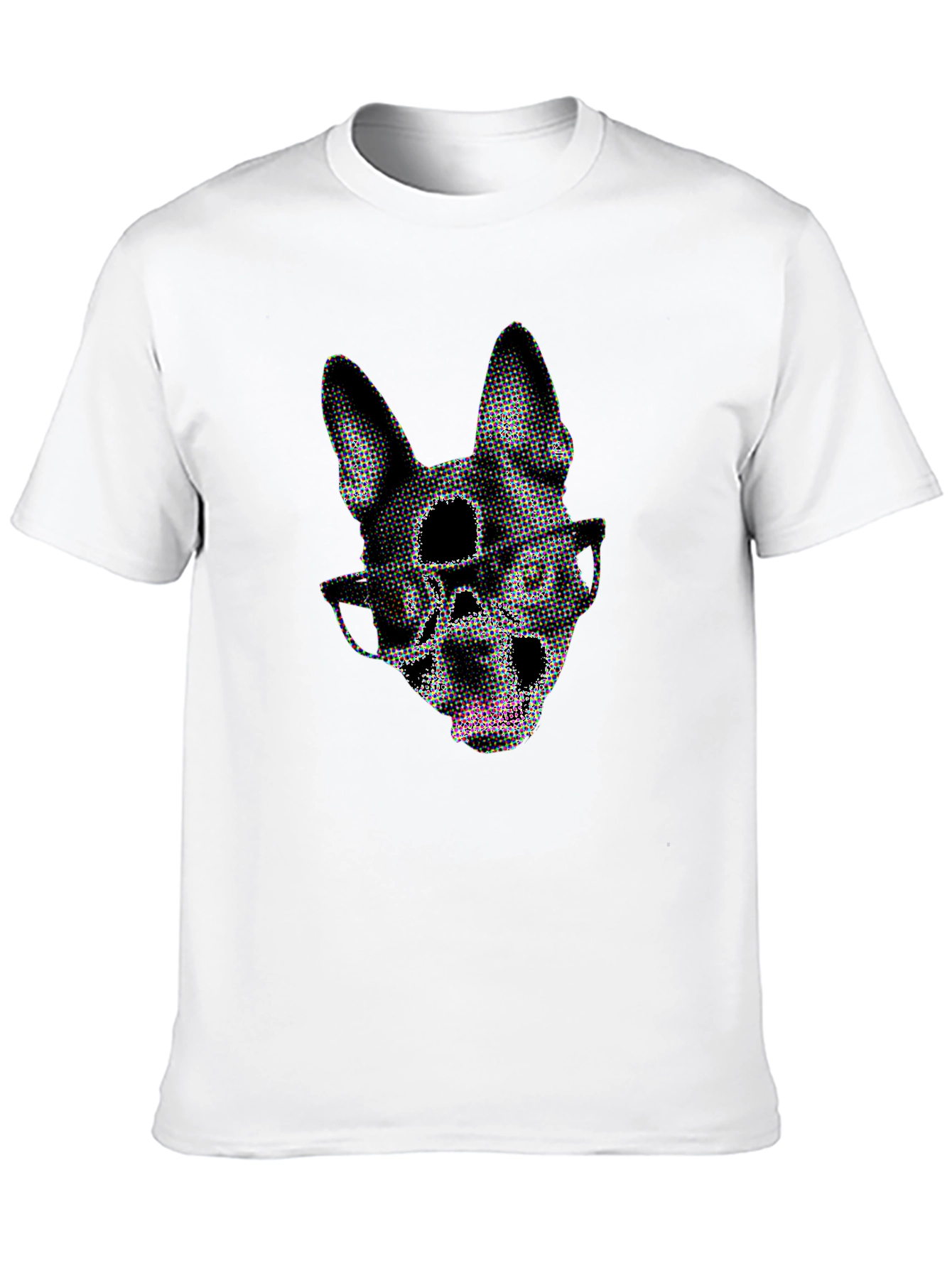Dog Skull Graphic Tee - Black Crew Neck
