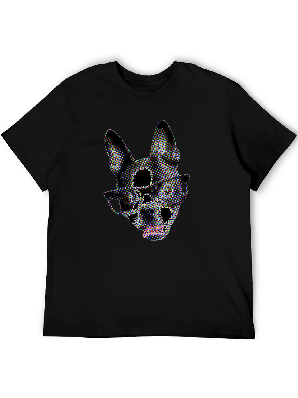 Dog Skull Graphic Tee - Black Crew Neck