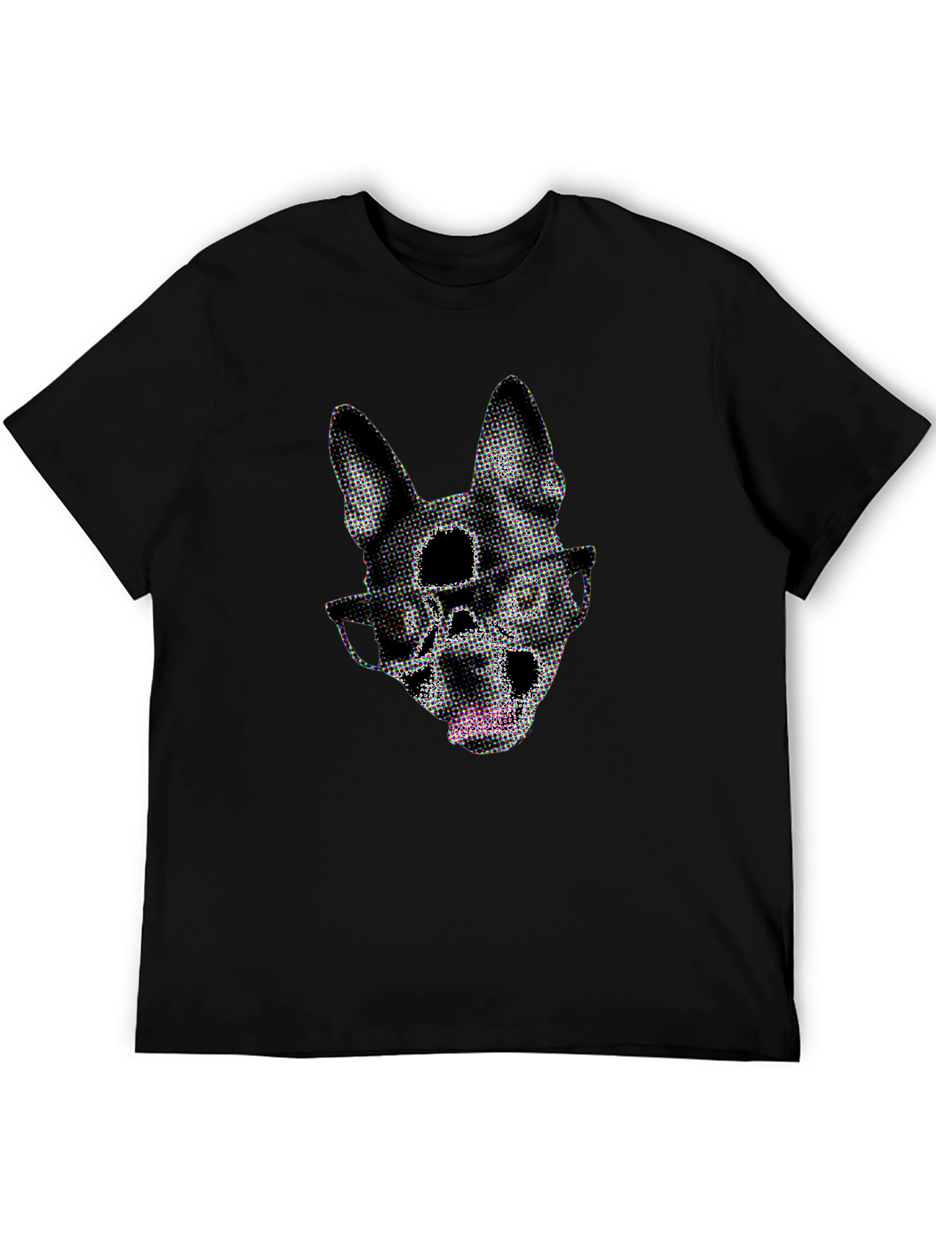 Dog Skull Graphic Tee - Black Crew Neck