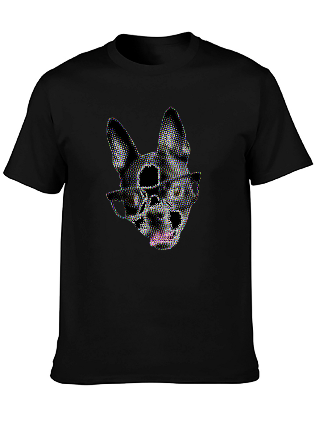 Dog Skull Graphic Tee - Black Crew Neck