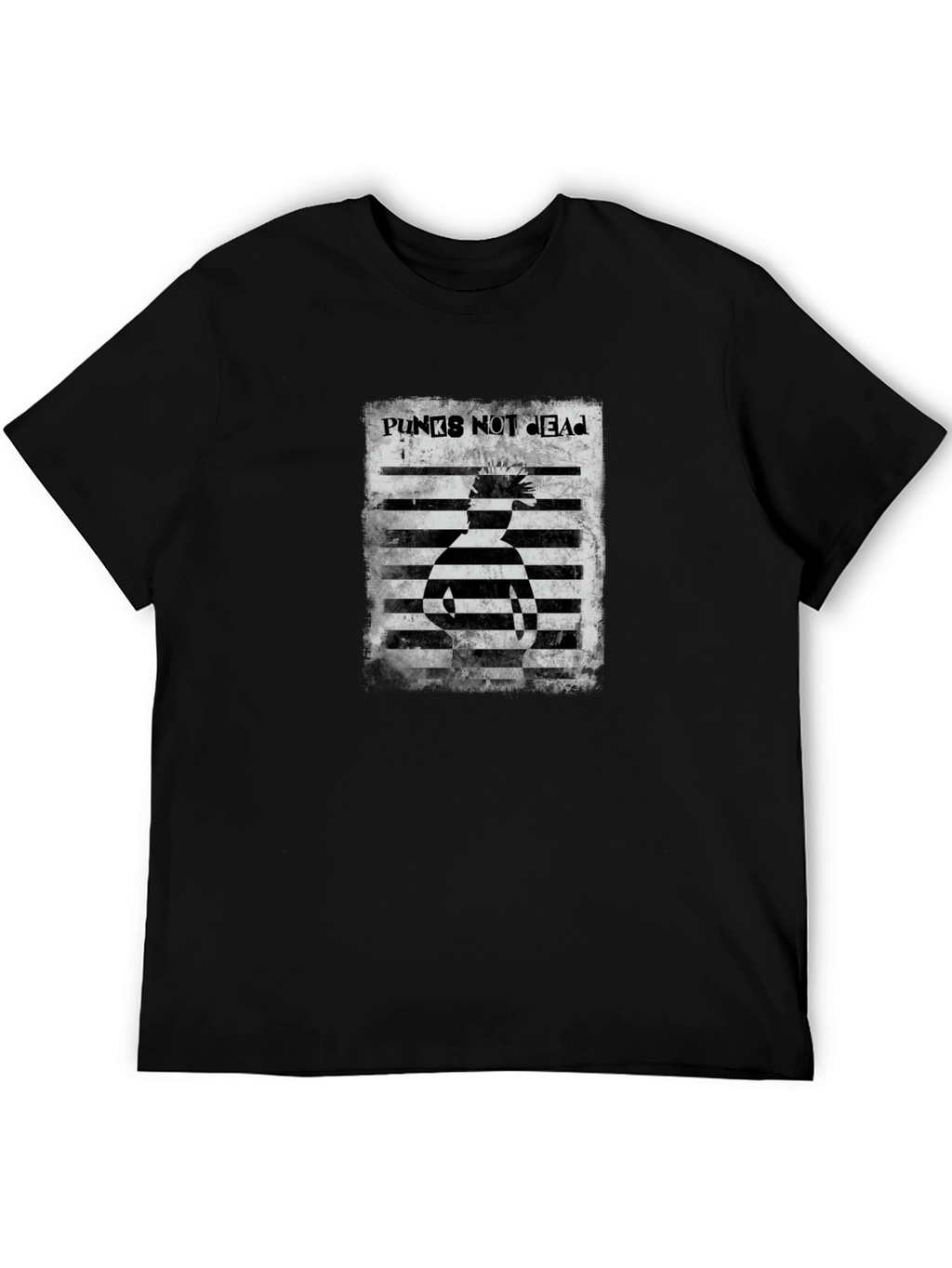 Punks Not Dead Striped Graphic Tee