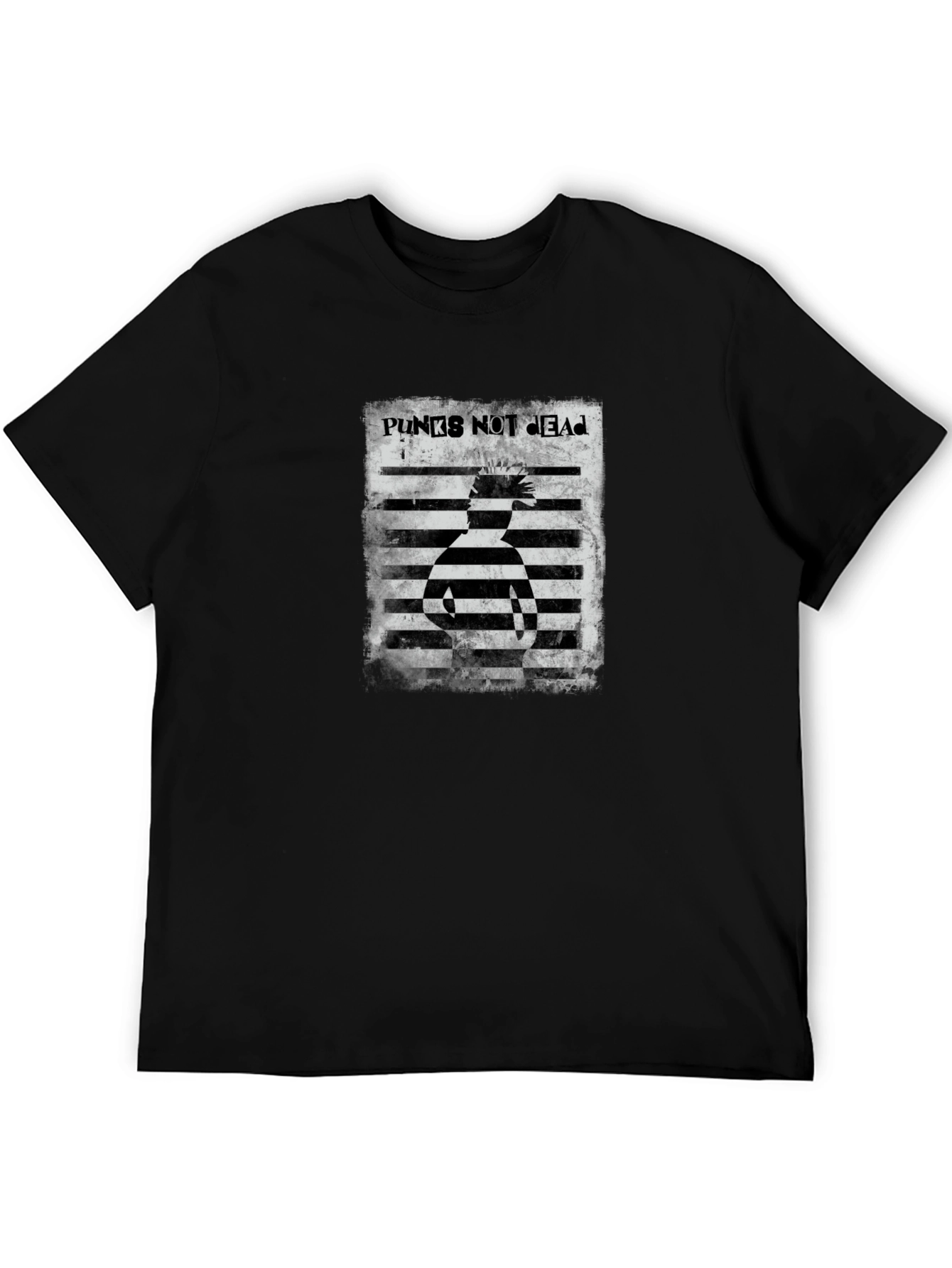 Punks Not Dead Striped Graphic Tee