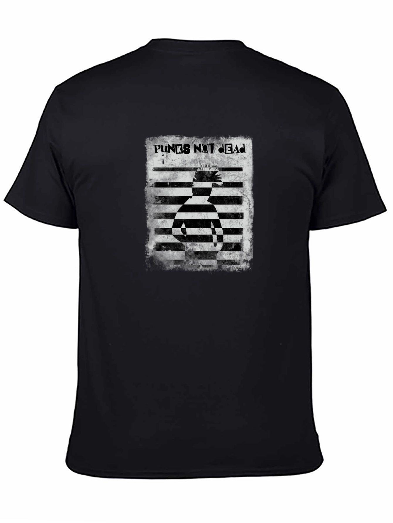 Punks Not Dead Striped Graphic Tee