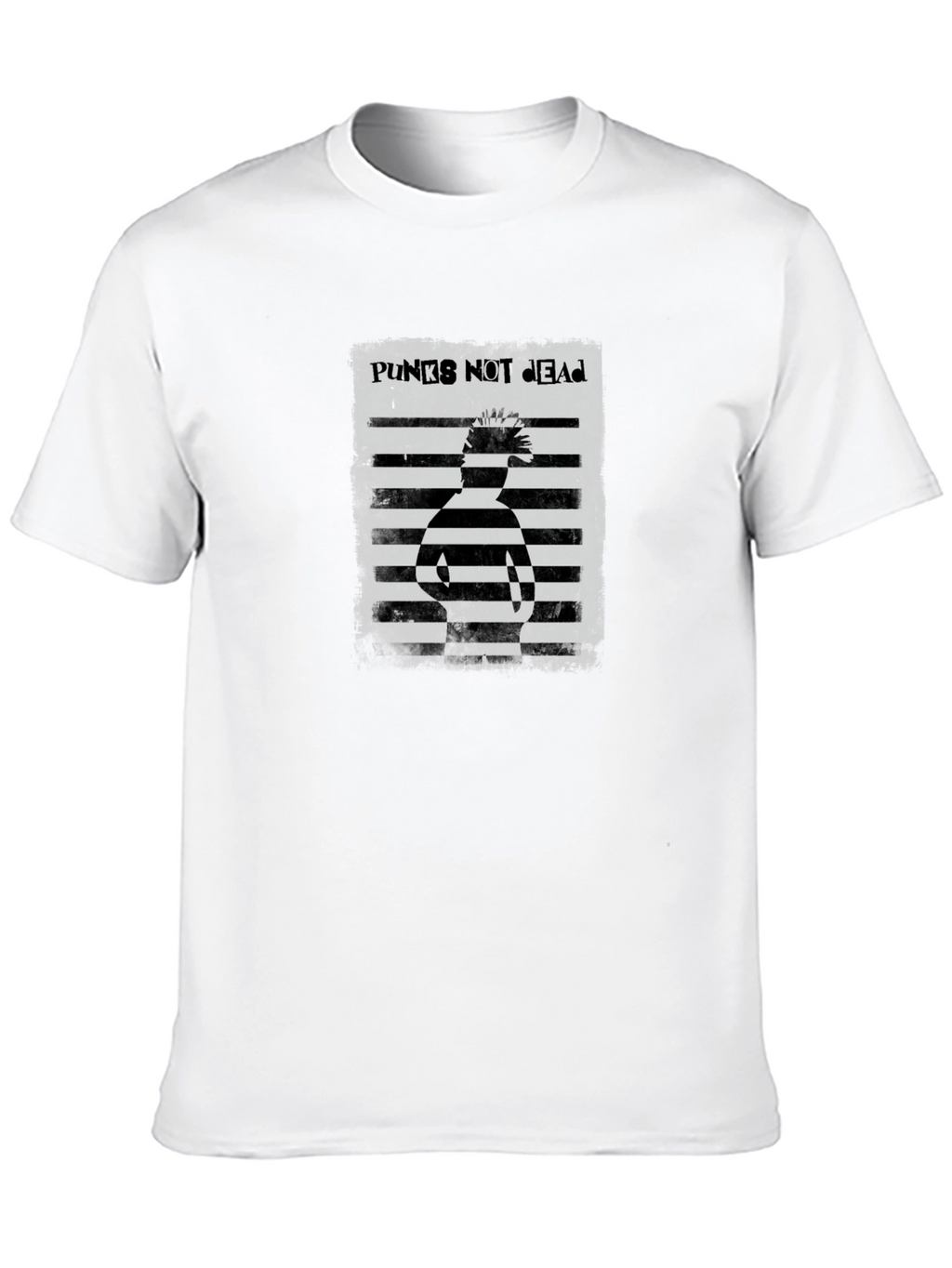 Punks Not Dead Striped Graphic Tee