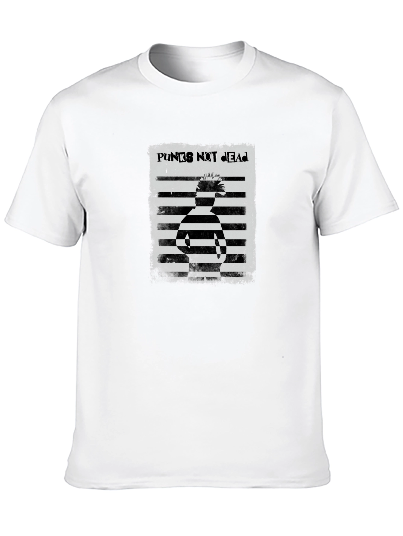 Punks Not Dead Striped Graphic Tee