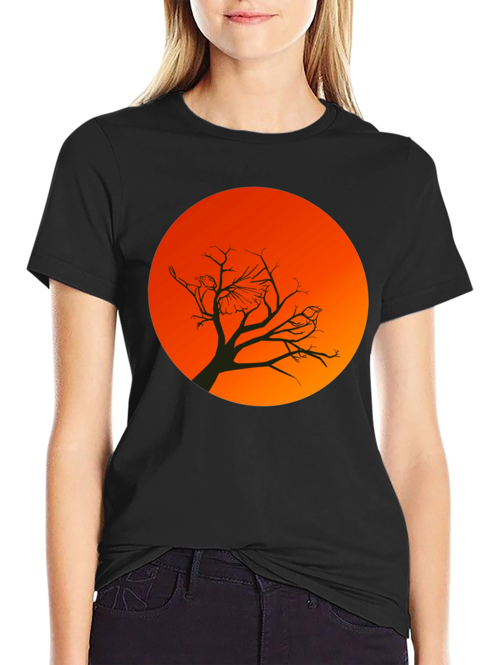 Sunset Bird Silhouette Graphic T-Shirt