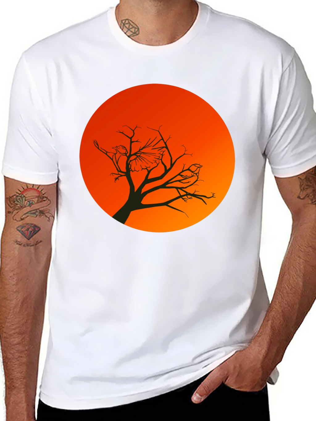 Sunset Bird Silhouette Graphic T-Shirt