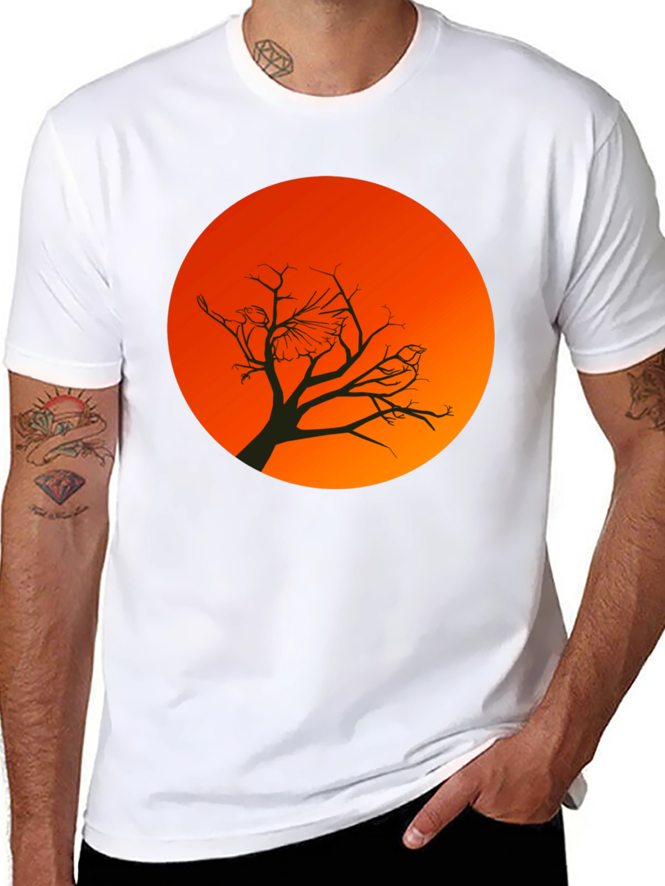 Sunset Bird Silhouette Graphic T-Shirt