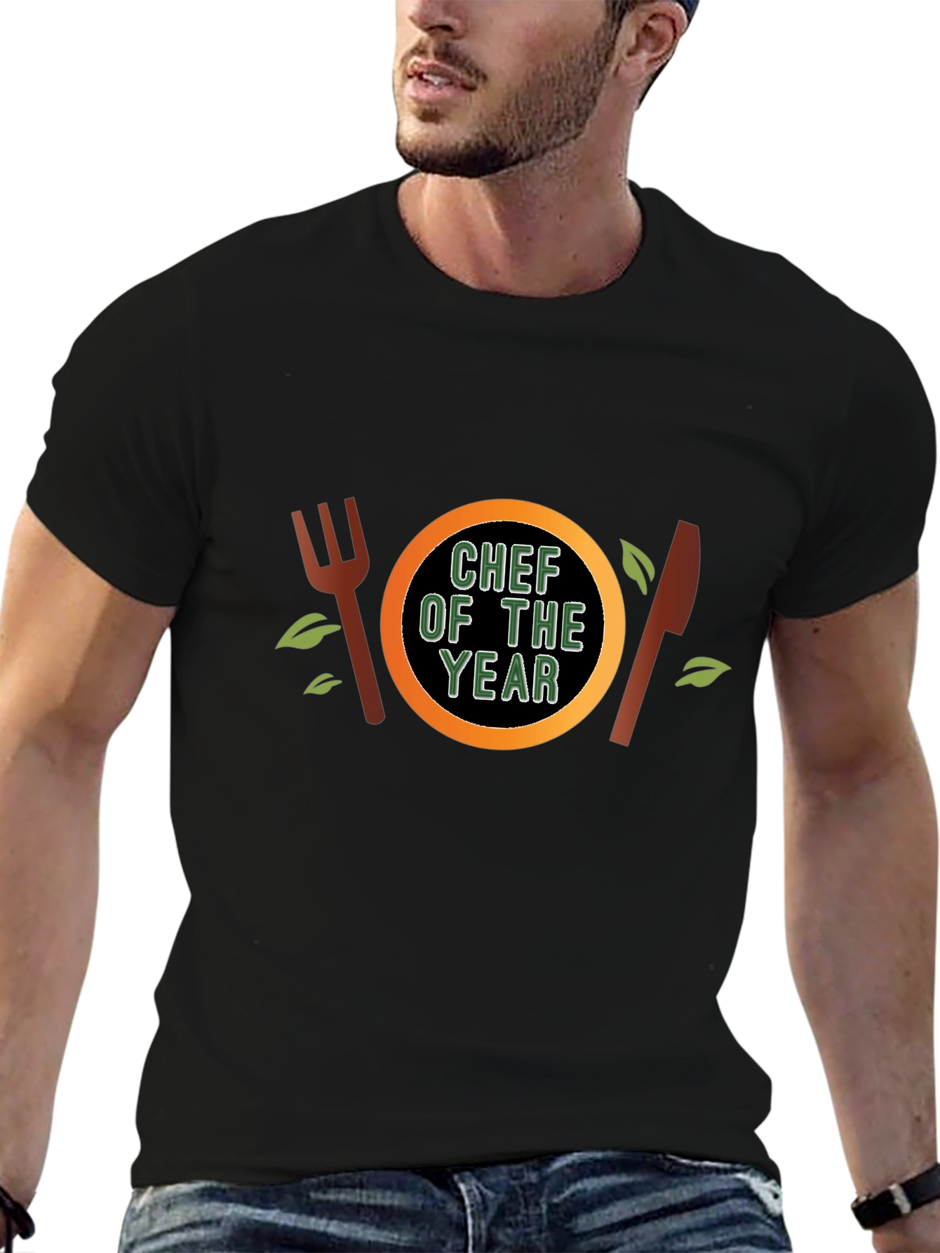 Chef of the Year T-Shirt - Black Crew Neck
