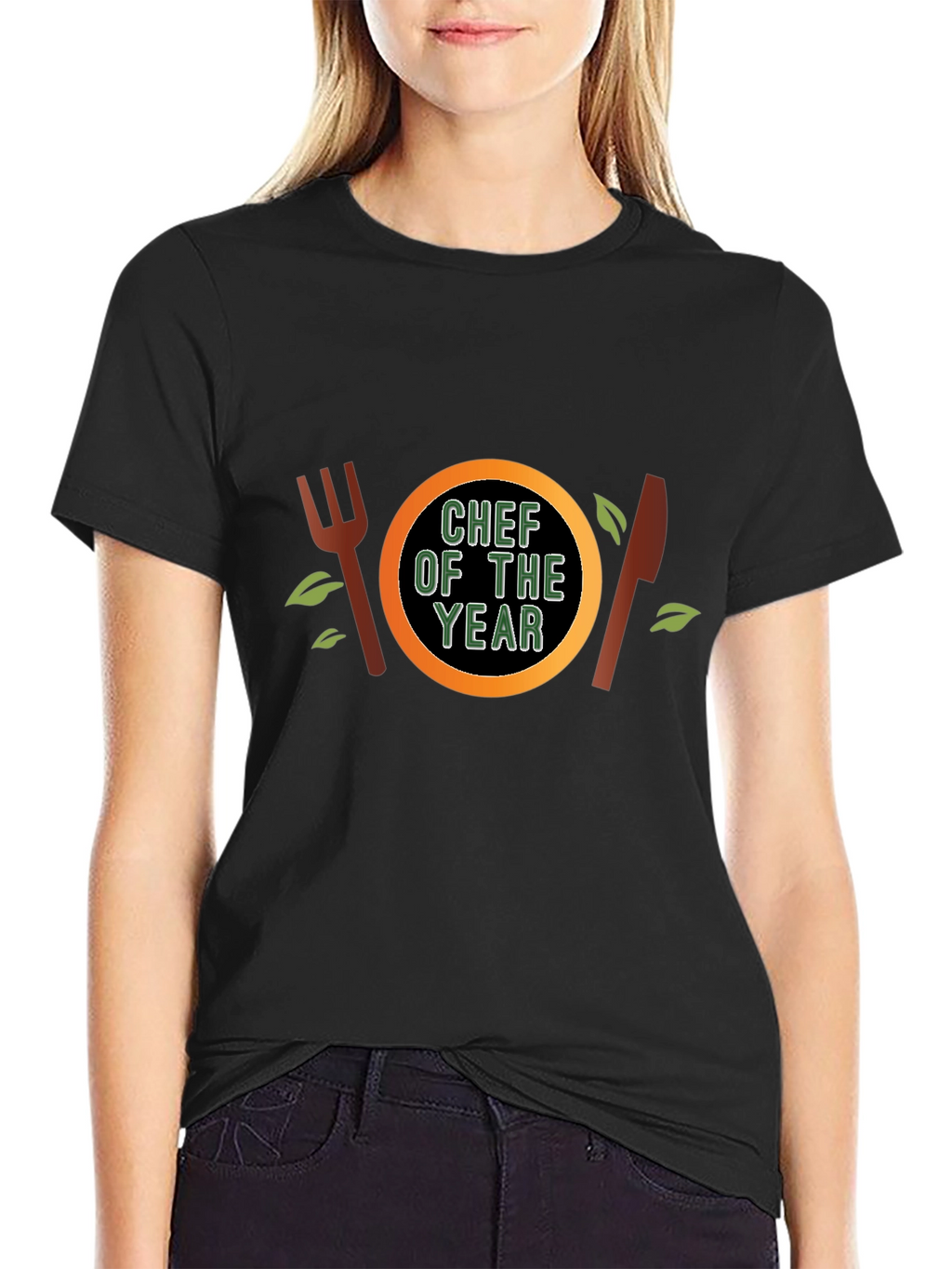 Chef of the Year T-Shirt - Black Crew Neck