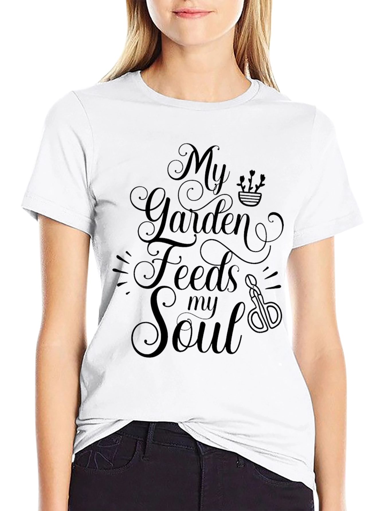 My Garden Feeds My Soul Black T-Shirt