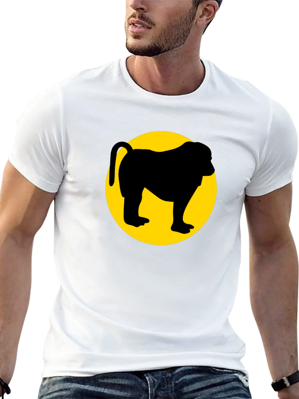 Monkey Silhouette Graphic Tee - Black