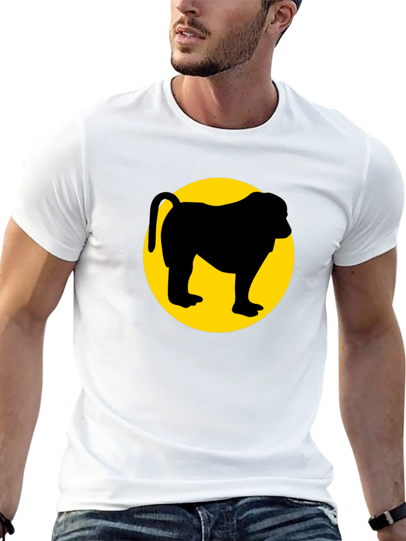 Monkey Silhouette Graphic Tee - Black