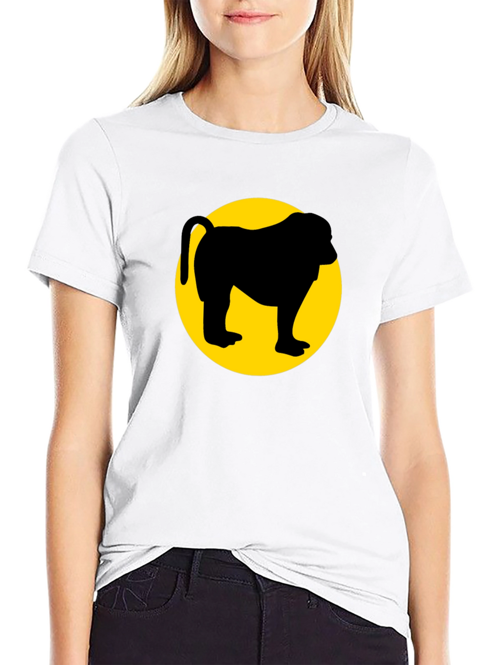 Monkey Silhouette Graphic Tee - Black