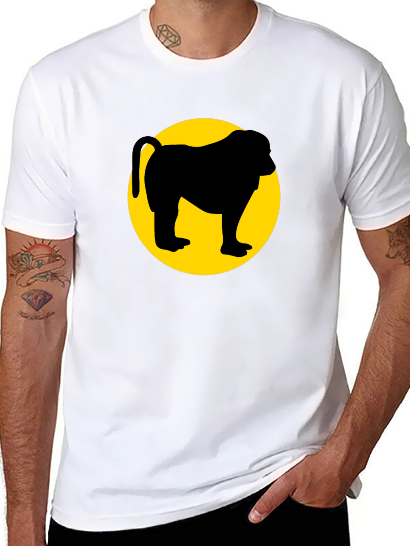 Monkey Silhouette Graphic Tee - Black