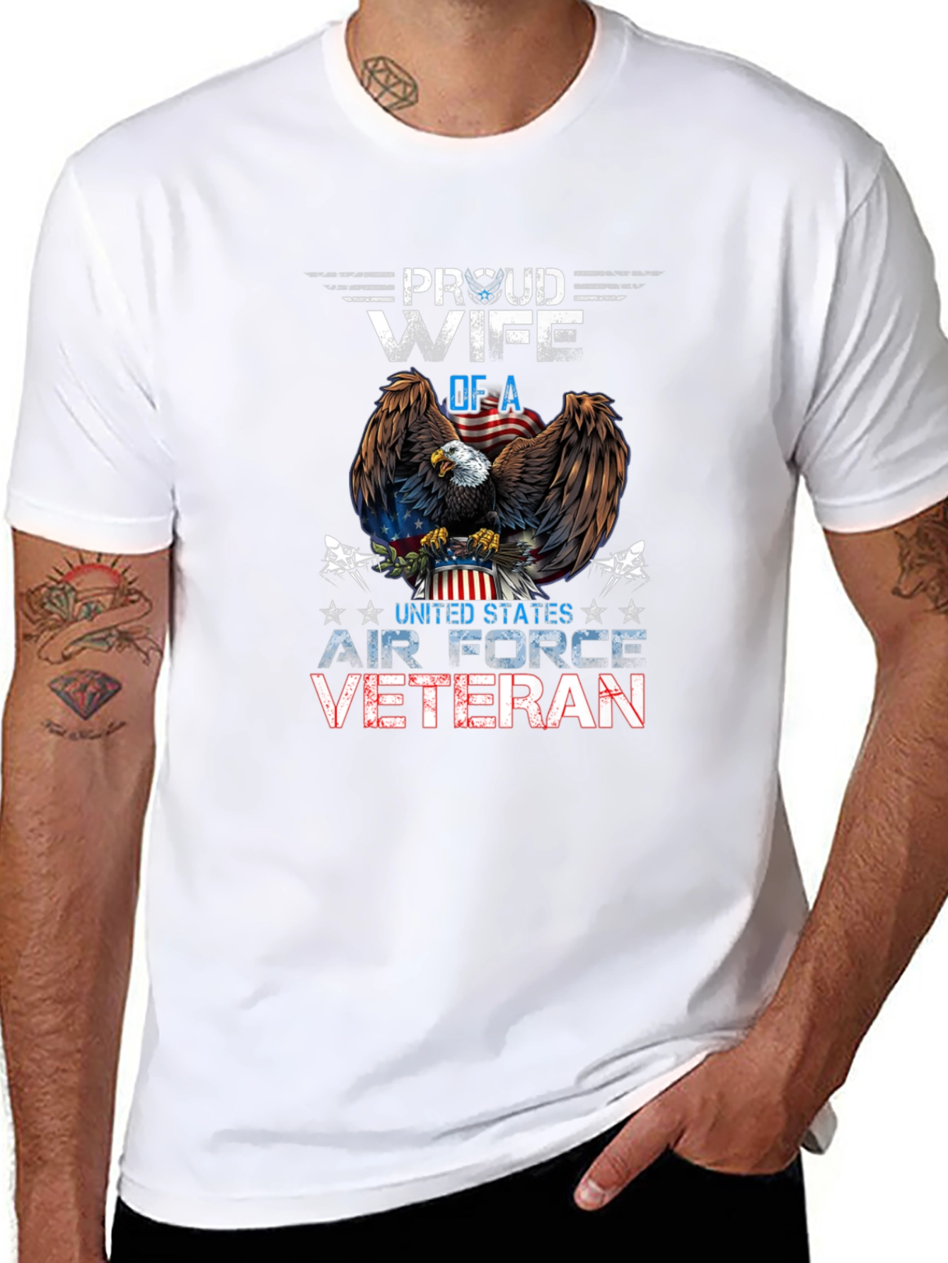 Proud Wife of Air Force Veteran Graphic T-Shirt
