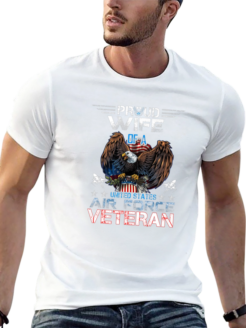 Proud Wife of Air Force Veteran Graphic T-Shirt