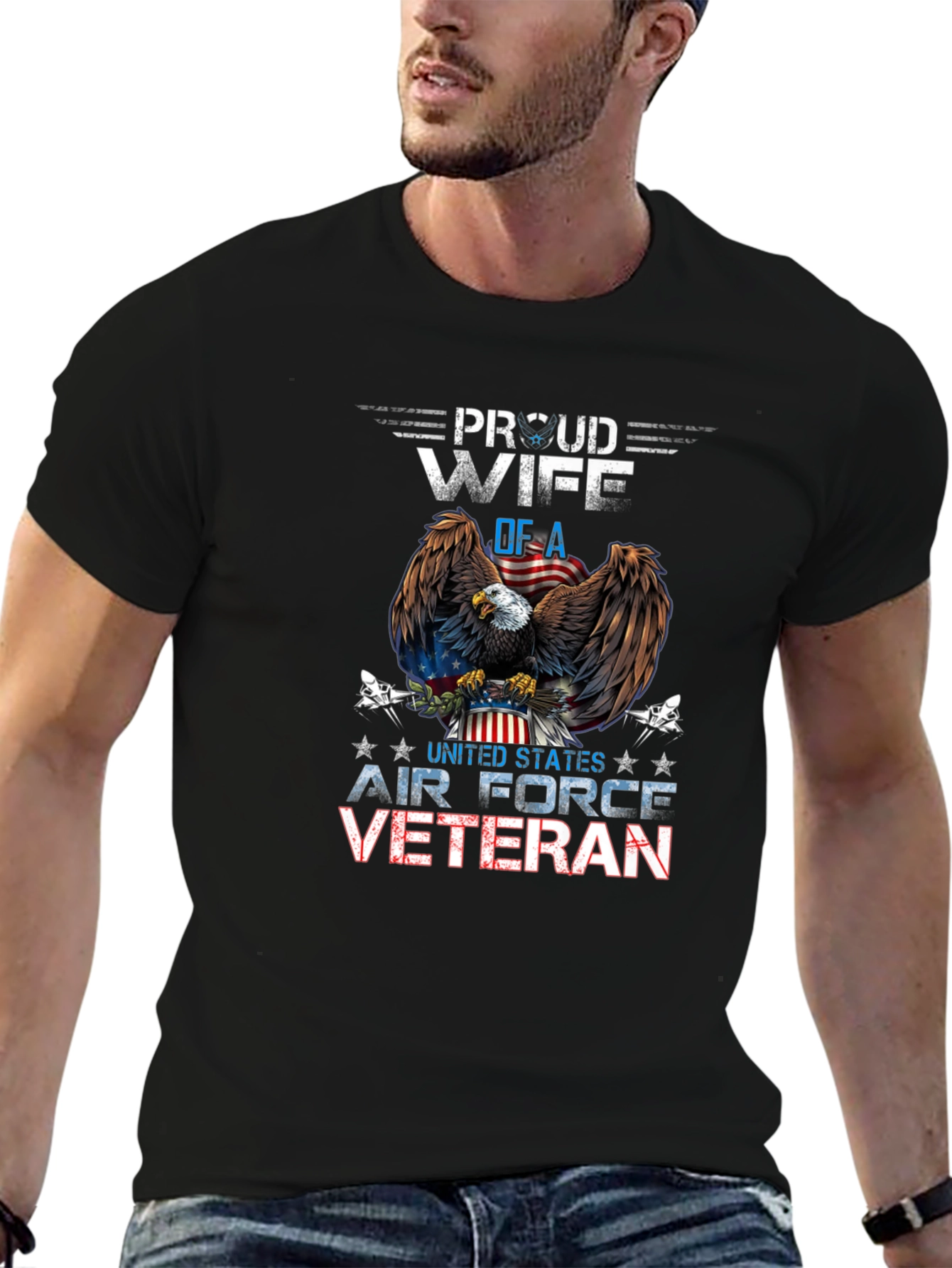 Proud Wife of Air Force Veteran Graphic T-Shirt