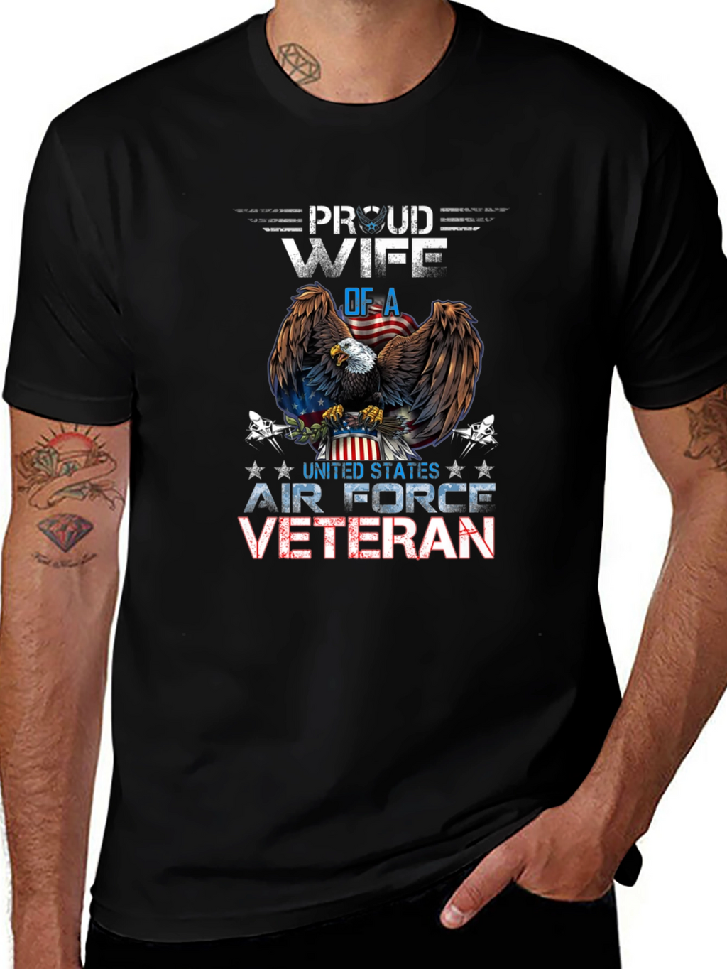 Proud Wife of Air Force Veteran Graphic T-Shirt