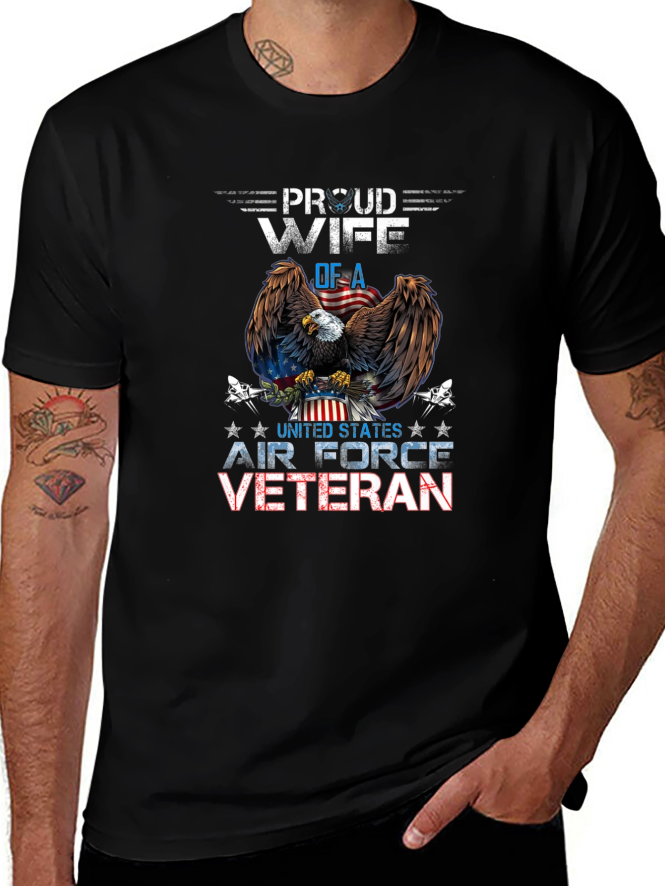 Proud Wife of Air Force Veteran Graphic T-Shirt