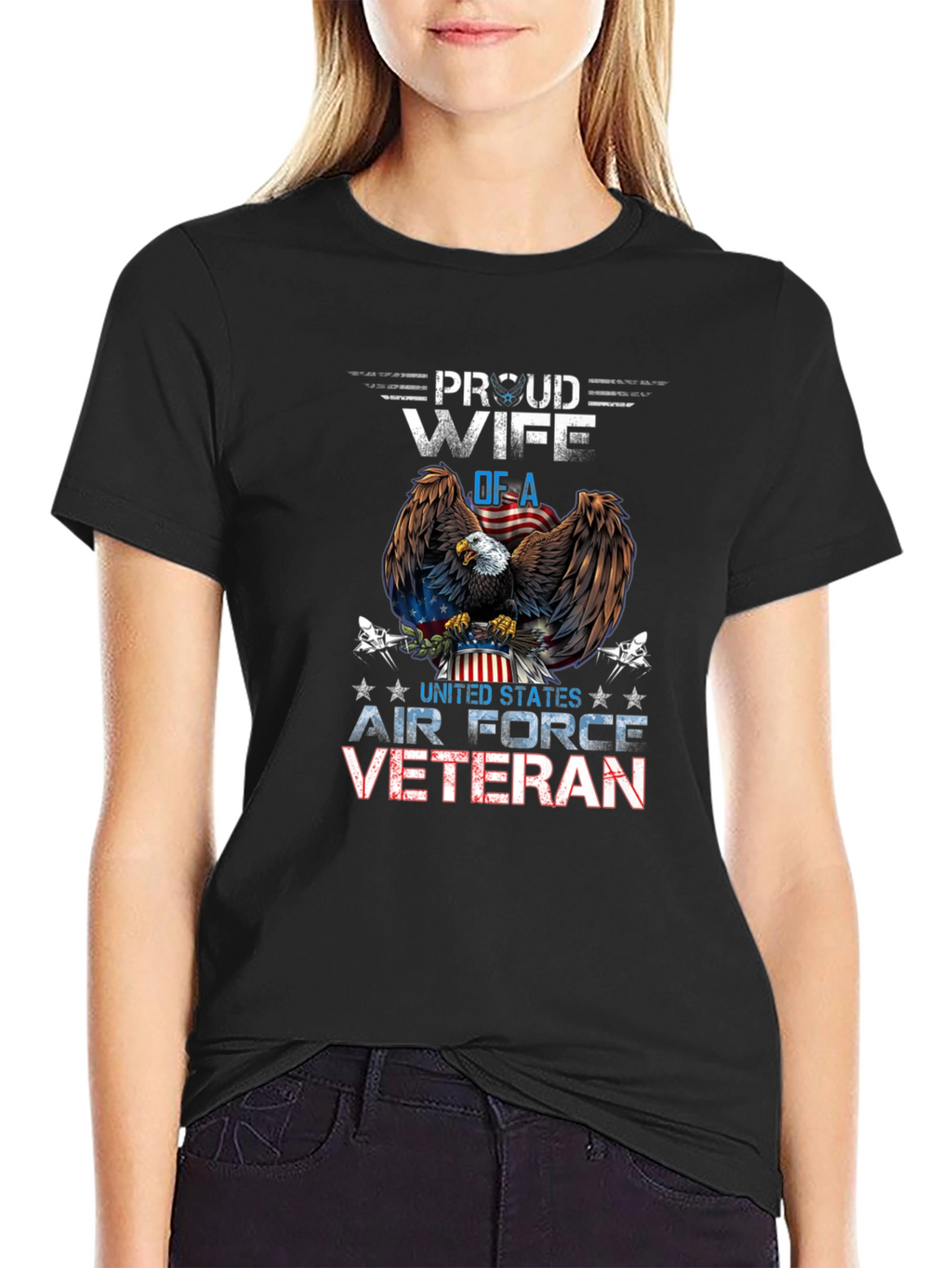Proud Wife of Air Force Veteran Graphic T-Shirt