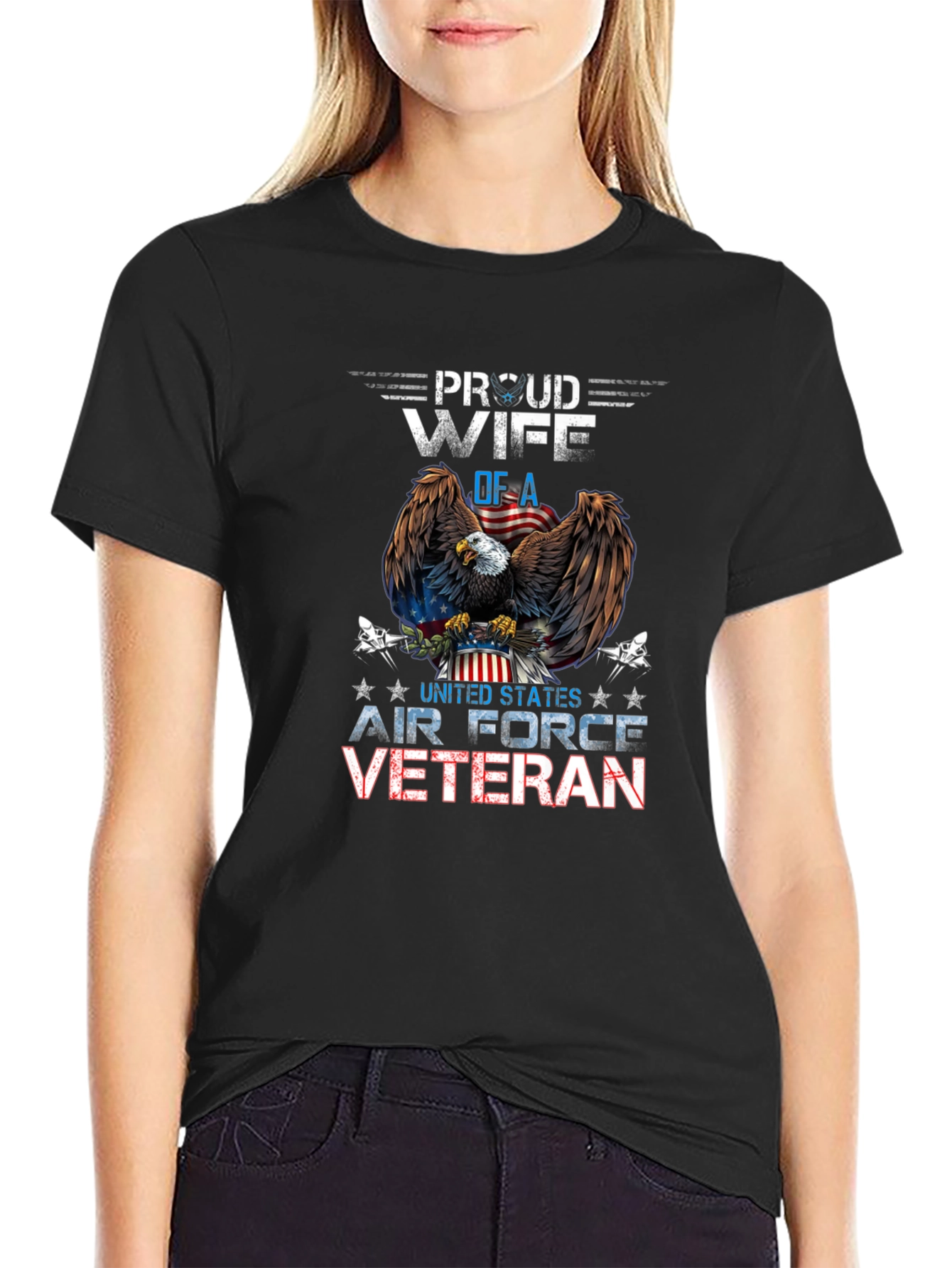 Proud Wife of Air Force Veteran Graphic T-Shirt