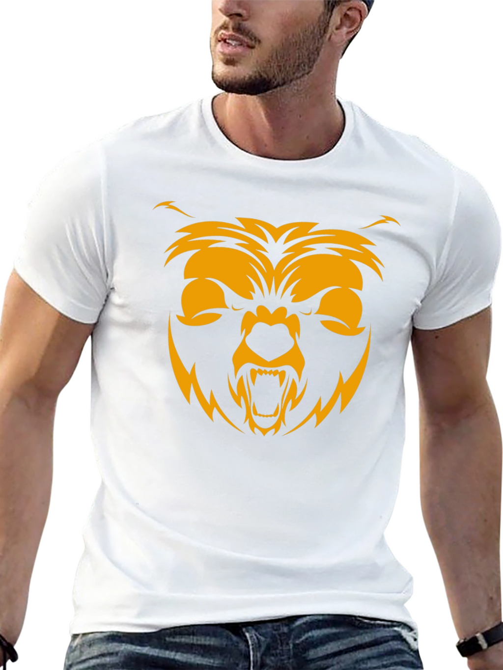 Mens Black T-Shirt with Bear Graphic
