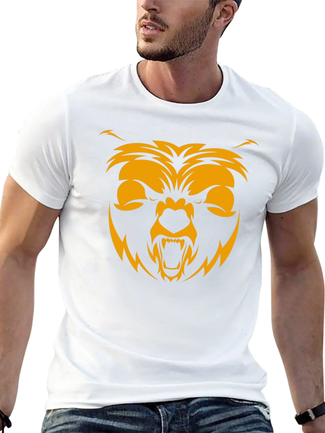 Mens Black T-Shirt with Bear Graphic