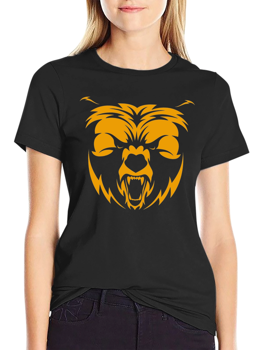 Mens Black T-Shirt with Bear Graphic