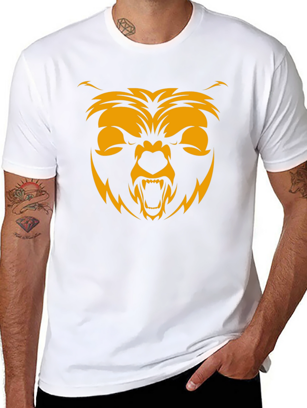 Mens Black T-Shirt with Bear Graphic