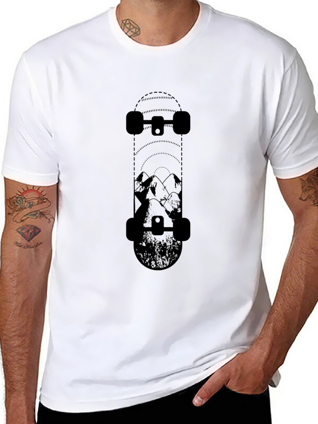 Skateboarders Mountain Tee - Black Graphic T-Shirt