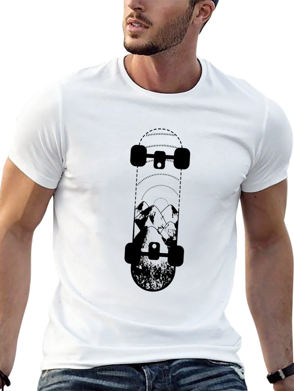 Skateboarders Mountain Tee - Black Graphic T-Shirt