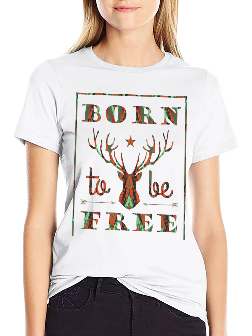 Born to Be Free Deer Graphic Tee