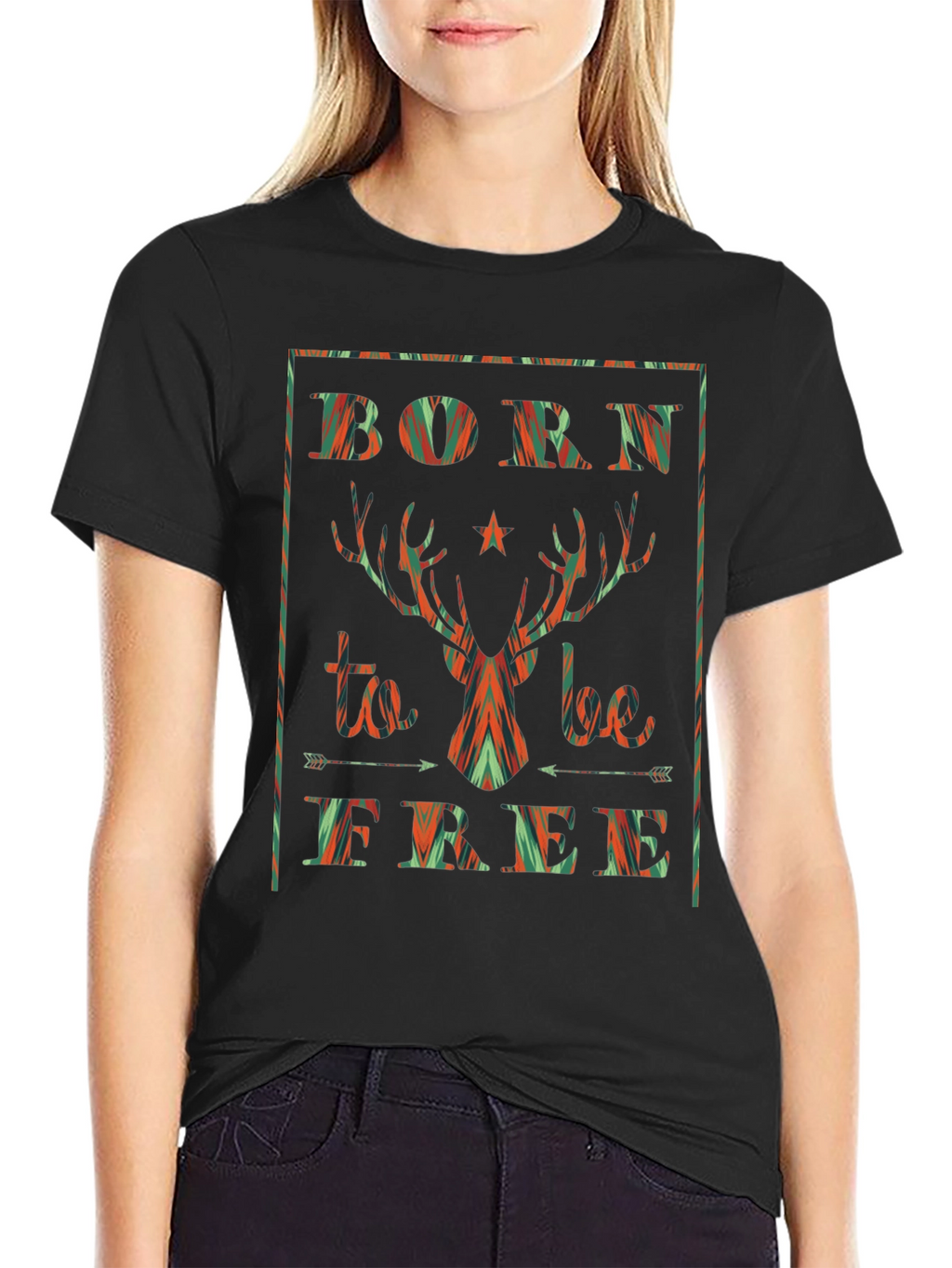 Born to Be Free Deer Graphic Tee