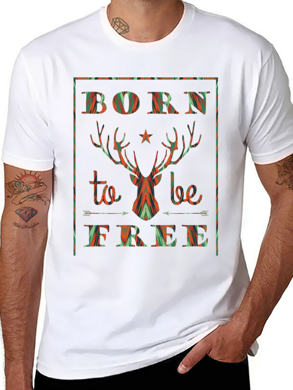 Born to Be Free Deer Graphic Tee