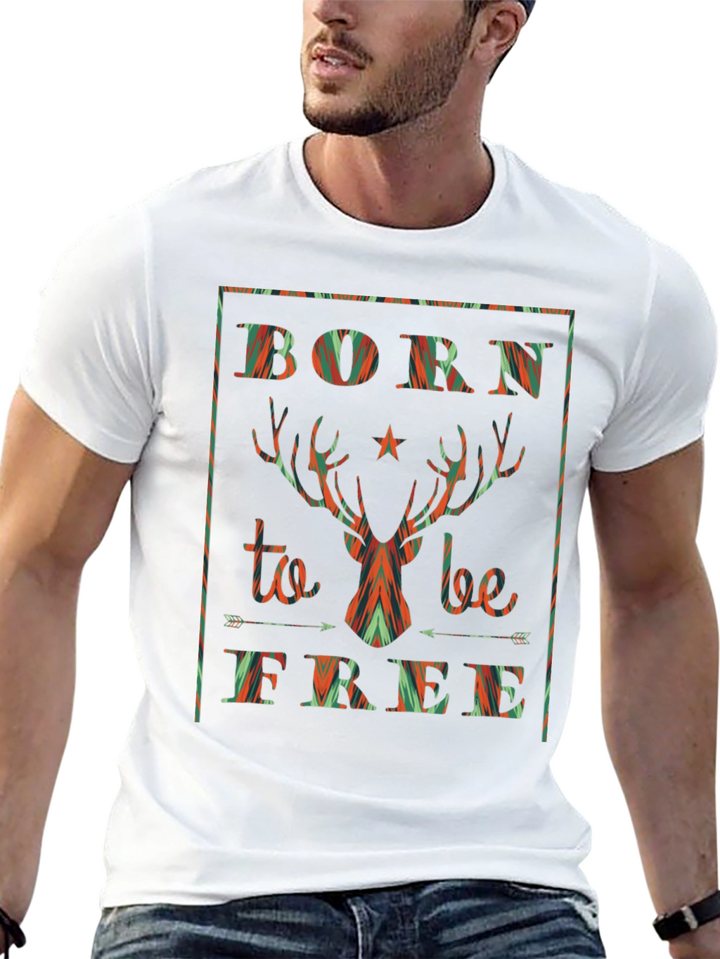 Born to Be Free Deer Graphic Tee