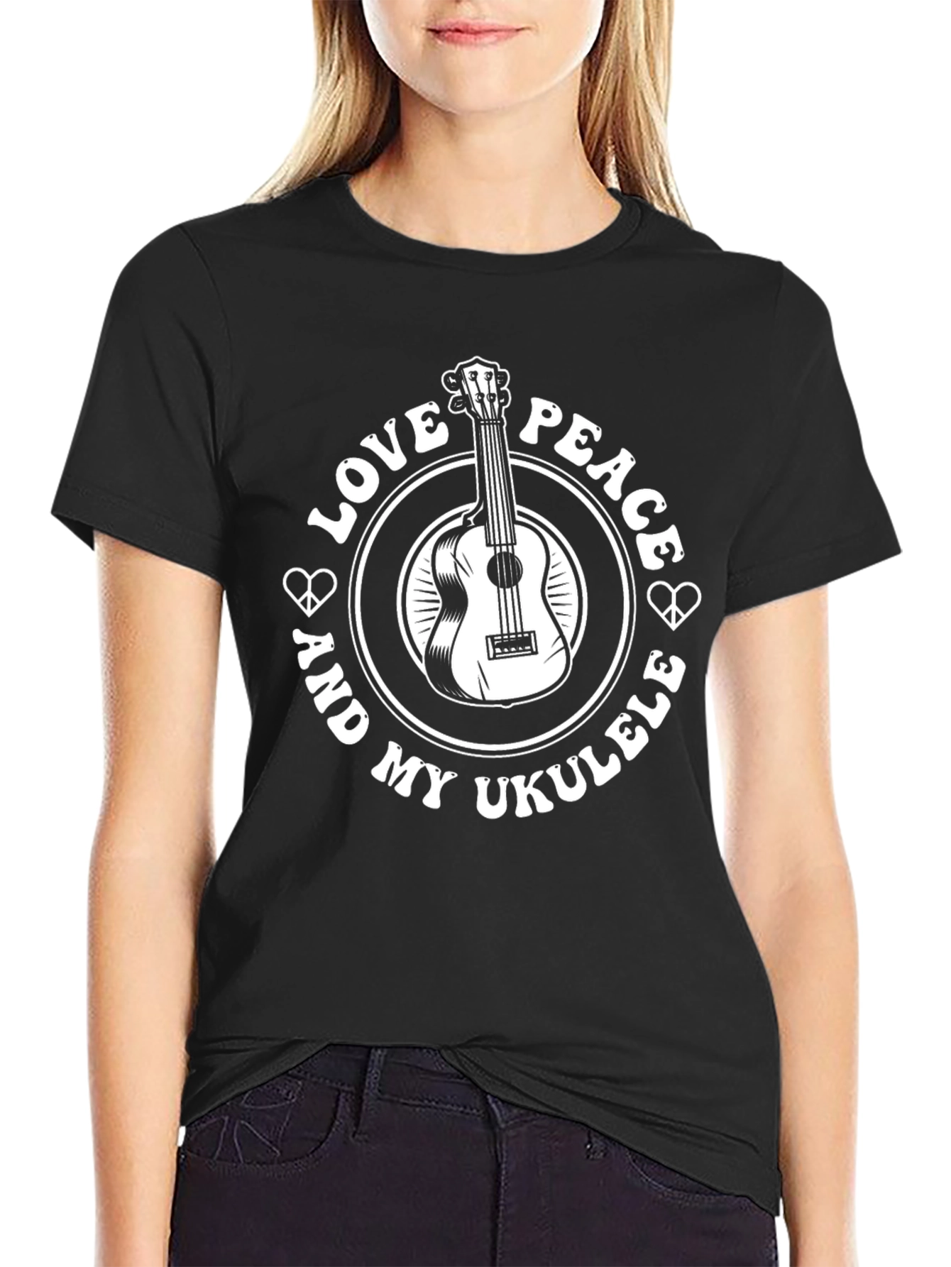Love Peace Ukulele Graphic T-Shirt